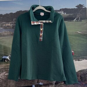 Pink Pineapple Women's Green Quilted Sweatshirt with Elbow Patches